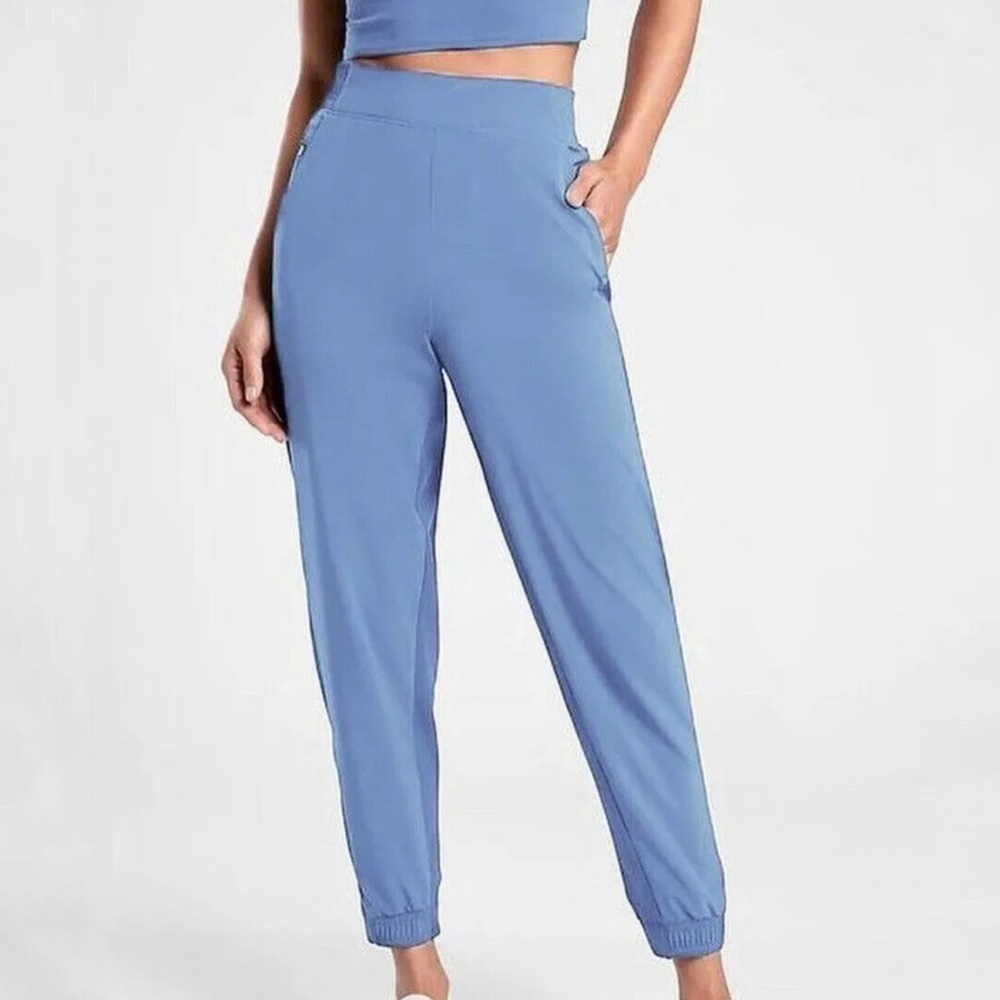 Athleta Blue Brooklyn Jogger Pants Lightweight Athleisure Active Travel Size 14